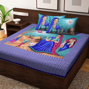 Harshfashion 104 TC Cotton Double Printed Bedsheet