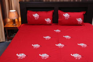 Kids elephant patchwork embroidery bedsheet by Harshfashion