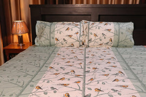 Pure Cotton Single Bedsheet bird print with two pillow cover by harshfashion