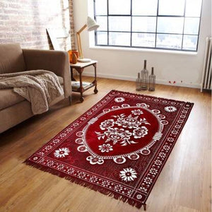 Harshfashion Presents Maroon Chenille Carpet  (182 cm X 213 cm)